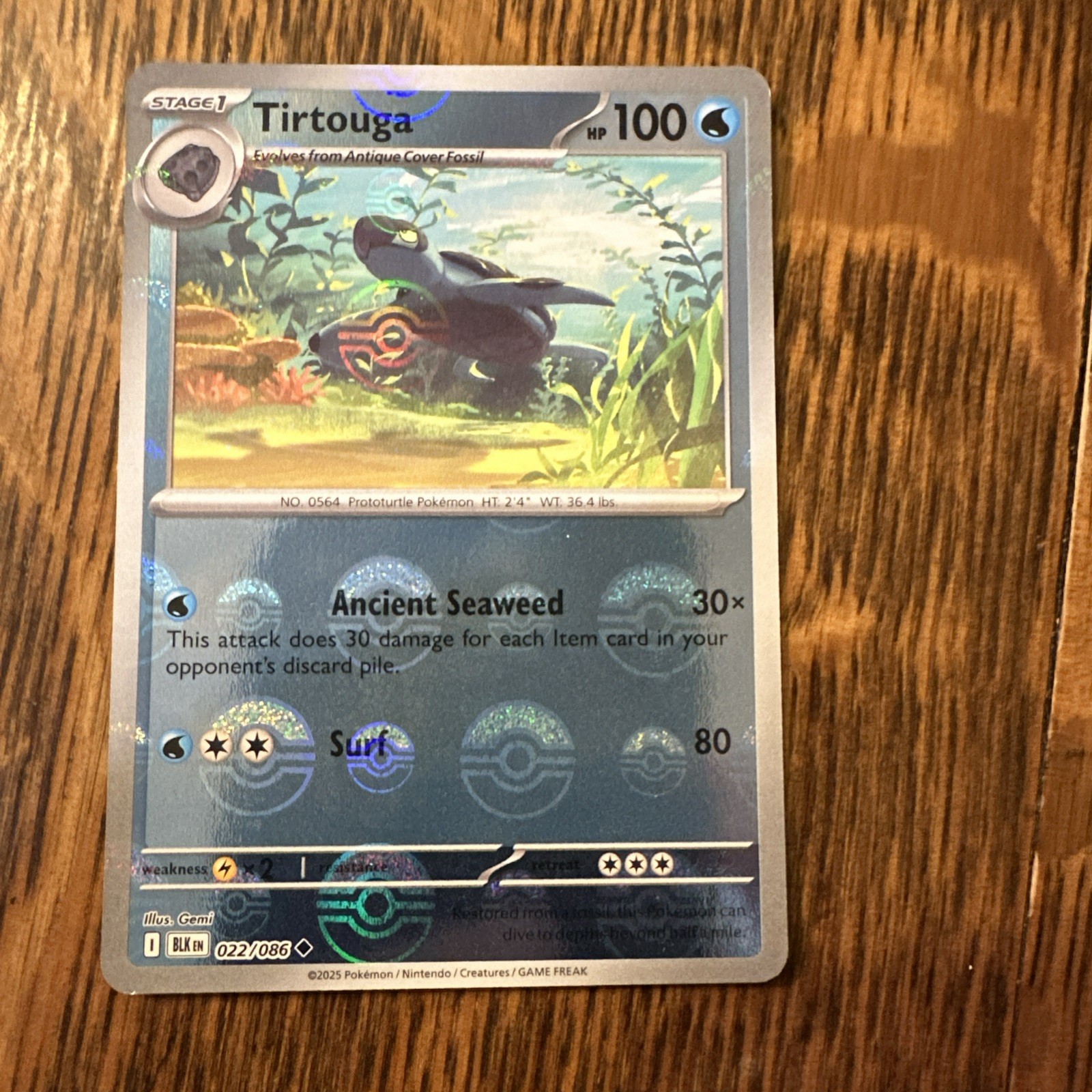 POKEMON TIRTOUGA MASTERBALL HOLO 022/086 BLACK BOLT NM CONDITION