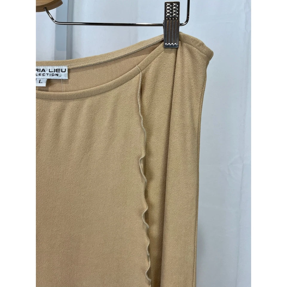 NUEVO CON ETIQUETAS ANDRIA LIEU 36" Falda Envolvente Fija Imitación Gamuza Tostada Talla L Foto 3 de 4
