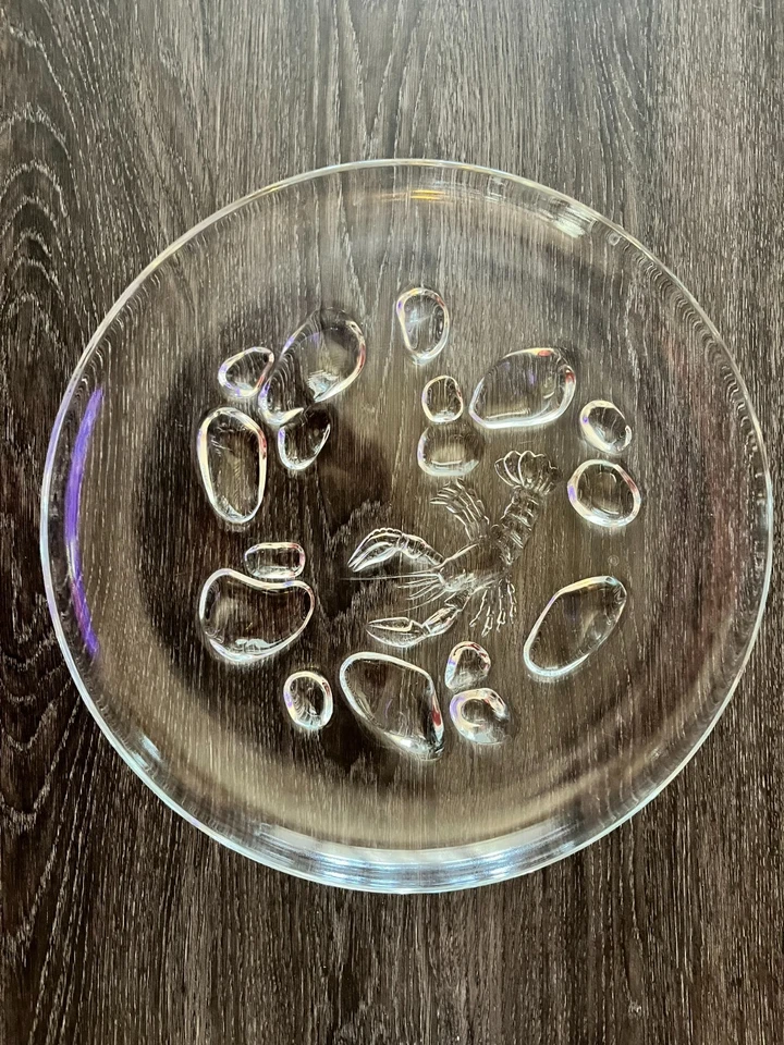 Plato Luminarc St Malo Cangrejo Langosta Concha Francia Vidrio Cangrejo Cuenco para Servir Foto 2 de 2