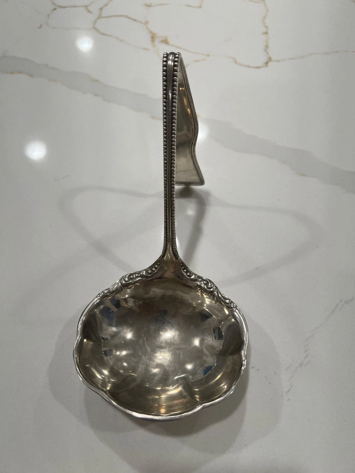 Vintage Straford Co AXI Silver Plated Ladle With Angular Curved Handle