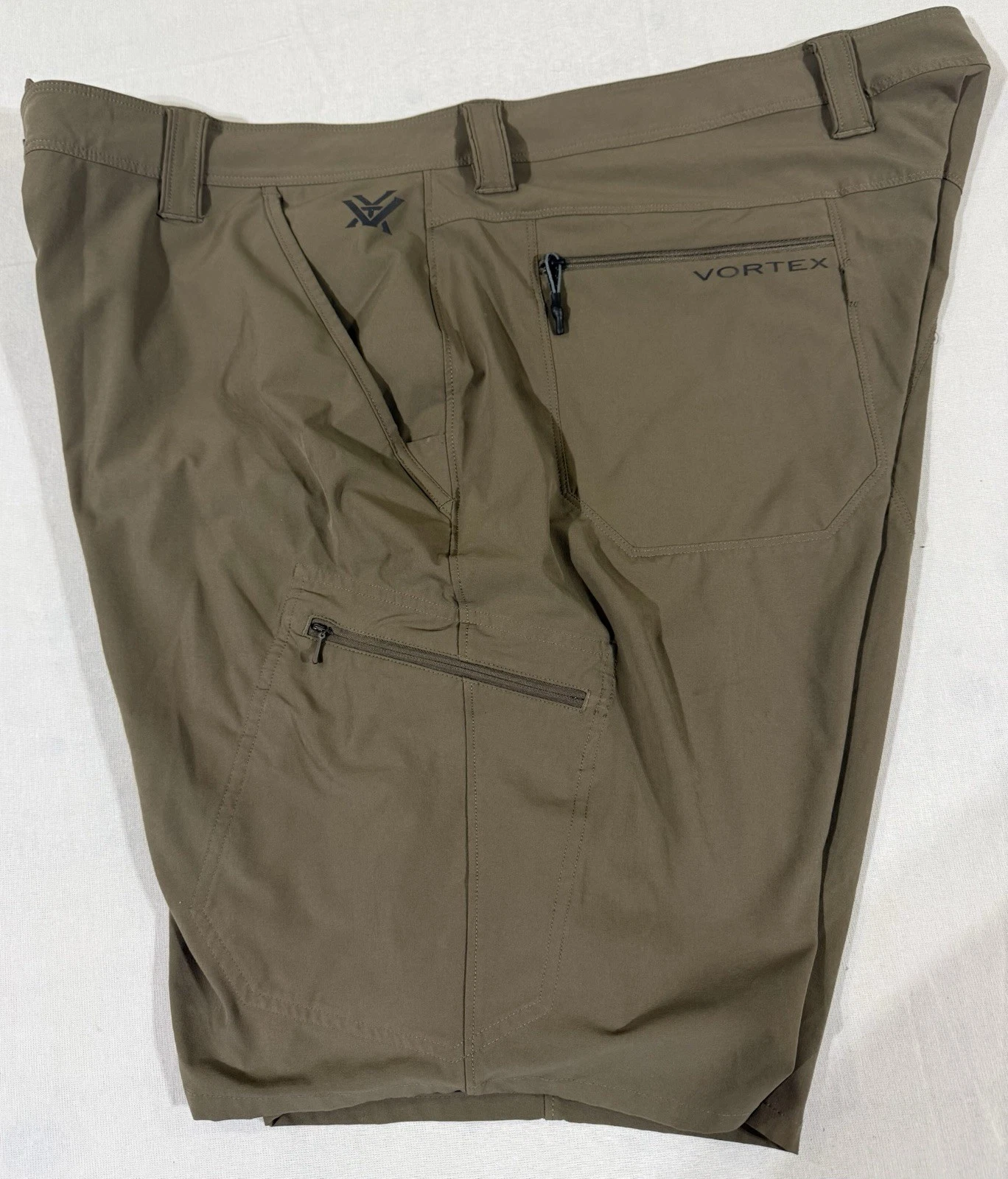 Vortex Sun Slayer Shorts Brown Men's 42x9 Zip Pockets Spandex Stretch
