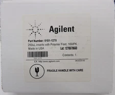 Agilent 5181-1270 Borosilicate Glass Vial Inserts, Polymer Feet,  250uL, Qty 100