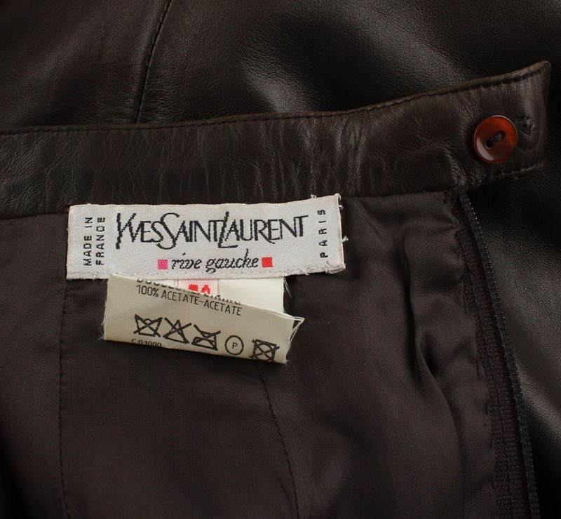 Gonna Saint Laurent in pelle di agnello marrone 36 26809269