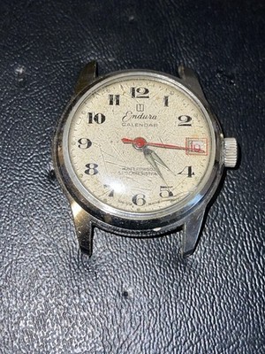 Endura Calendar Vintage Swiss Wrist Watch Shock Resistant Runs/stops