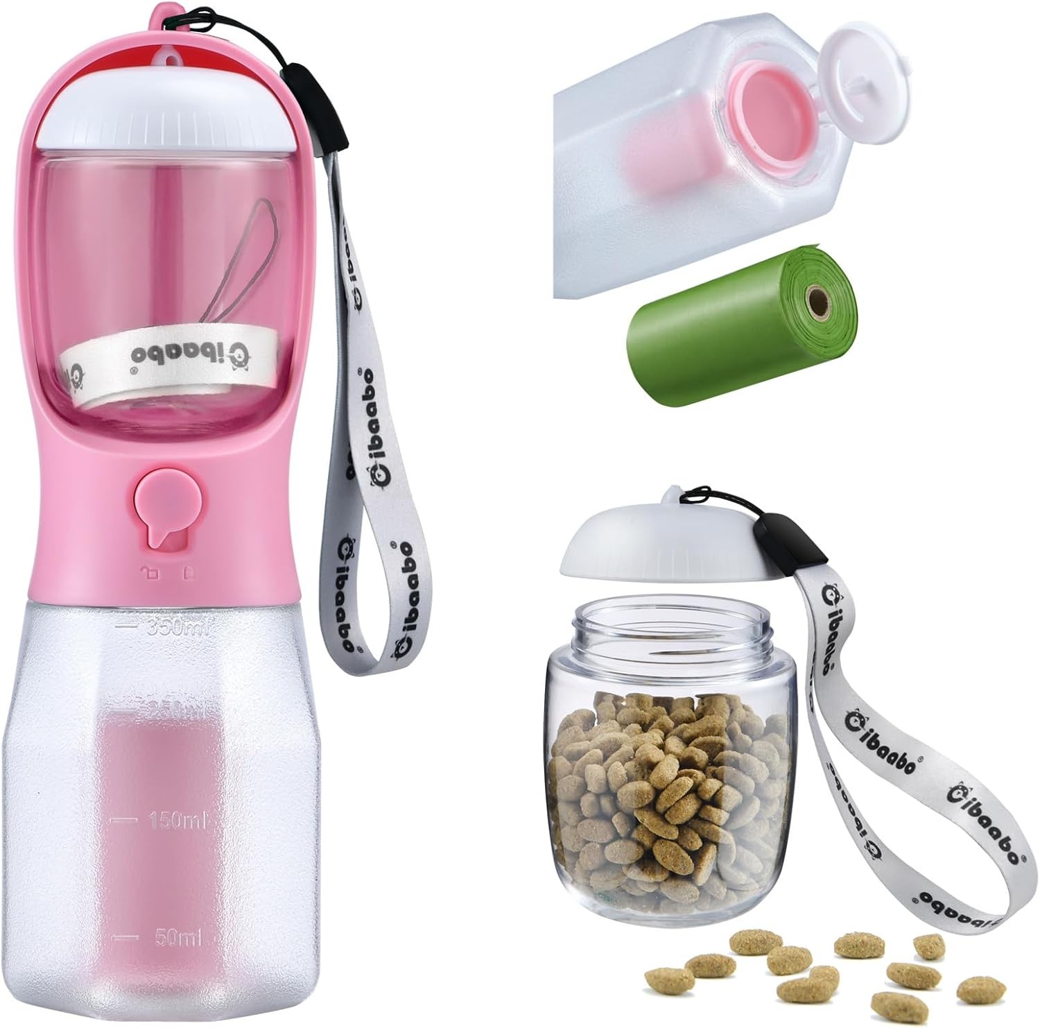 Container & Poop Bag Holder, Travel Water Bowl, Porta