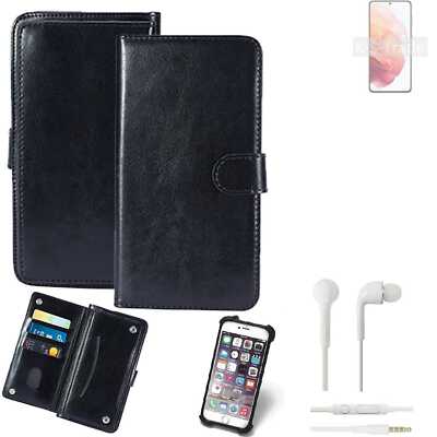 KUNSTLEDER HANDYTASCHE FÜR Samsung Galaxy S21 5G SD888 + KOPFHÖRER SCHUTZ HÜL