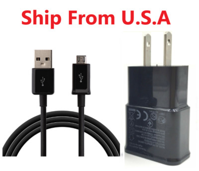 2A Charging Wall Charger +3FT Long Micro USB Data Cable for Samsung S6 Note4 BLK