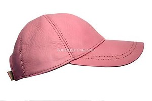 baby pink leather hat