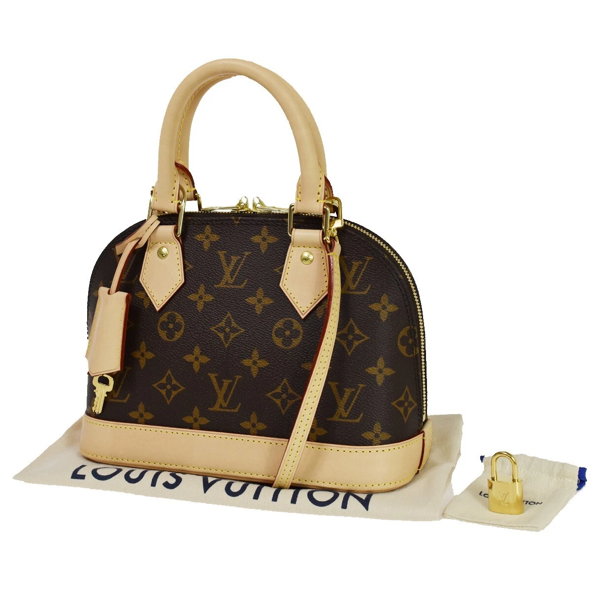 Louis Vuitton LV Bag M53152 Alma BB Brown Monogram & LV Charm Key Holder  M68000