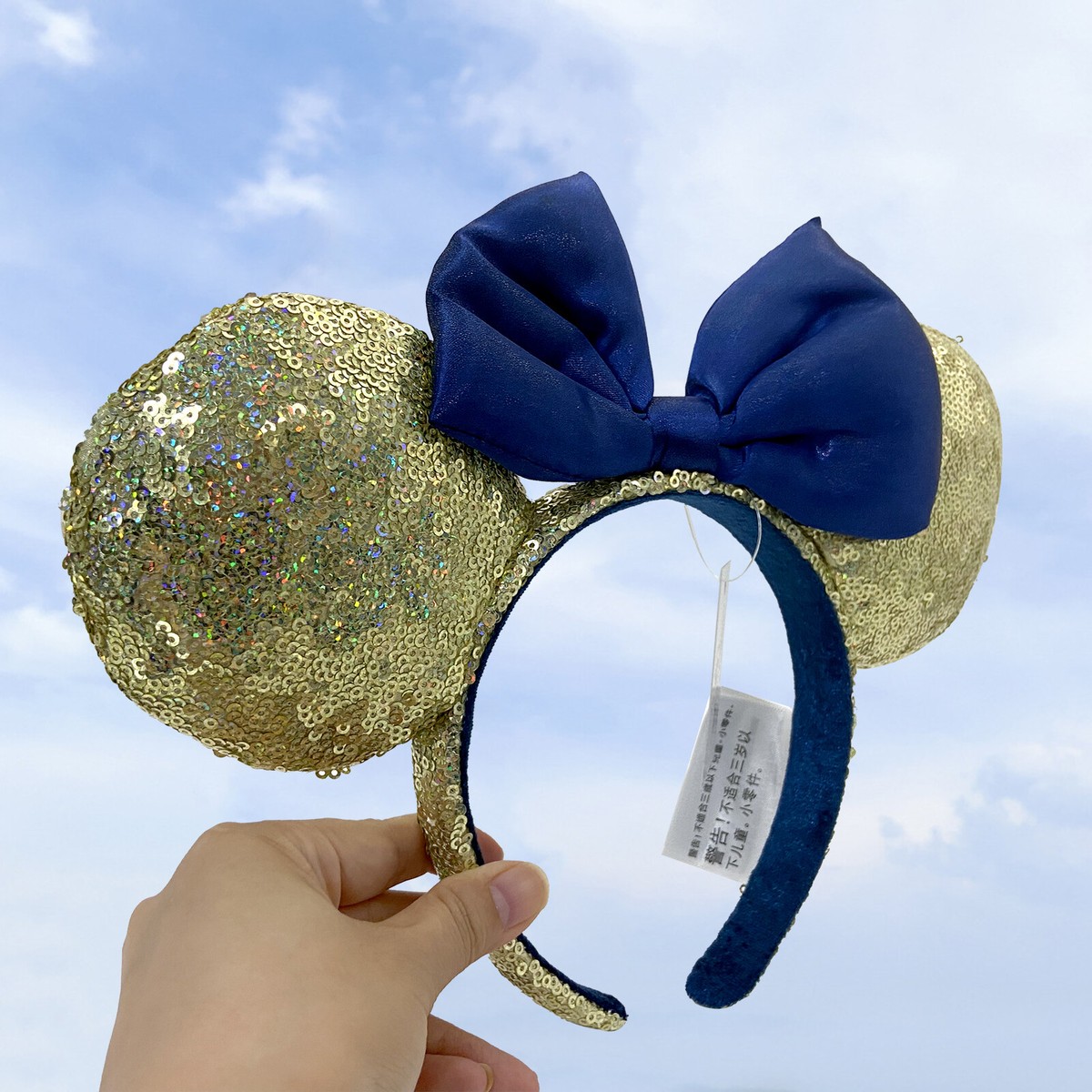 Blue Bow Gold Sequins Shiny Minnie Mouse Ears Women Girls  display picture 3