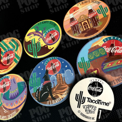 POGS Full Set 6/6 Taco Time - Coca Cola TIME Caps - Super Ultra Rare - POG SHOP