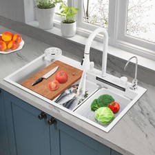 Kitchen Sink Stainless Steel Drop In Sink Topmount 31.5 18.11 8.66" Single Bowl