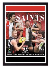 Framed 2024 St Kilda Saints AFL Football Poster - 45cm x 32cm x 3cm