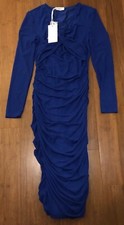 Grace Karin Dress New NWT Blue Ruched Sheer Sleeve BodyCon S Wedding Guest