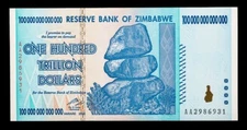 🇿🇼 ZIMBABWE 100 TRILLION DOLLAR AA/2008 P-91 • AUTHENTIC PASS-CO VERIFIED NOTE
