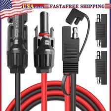 Solar Panel Connectors to SAE Adapter Cable 10AWG with 2PCS SAE Adapters for RV