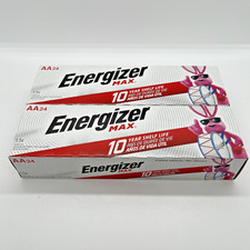 Energizer Max 10 Shelf Life Alkaline AA Batteries 24 Pack Lot of 2 - New