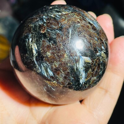 367g Natural Astrophyllite Fireworks Stone Quartz Crystal Sphere Ball Healing