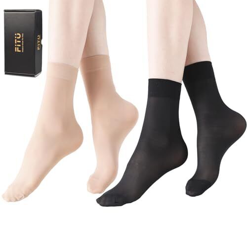 Damen transparente Socken Nylon knöchelhohe Strumpfhosen Socken 10 Paar 5 beige + 5... - Bild 1 von 9