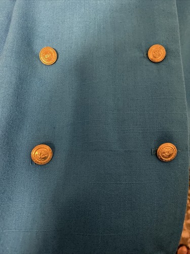 ABITO VINTAGE SECRETARY BRELI originale blu acqua cintura abbinata made USA taglia L - Foto 4 di 7