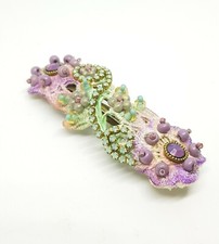 Michal Negrin Romantic hair clip hairpin Crystals lace fabric flowers