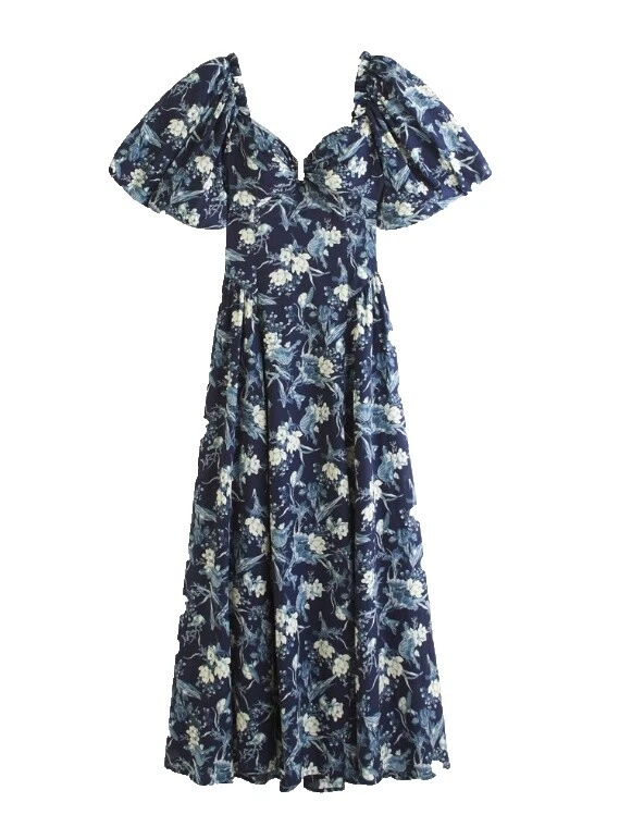 Cotton Short Sleeve Long Floral Maxi Dresses for Women