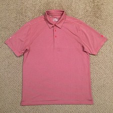 Under Armour Polo Shirt Mens Large Red Gray Striped Short Sleeve Heat Gear