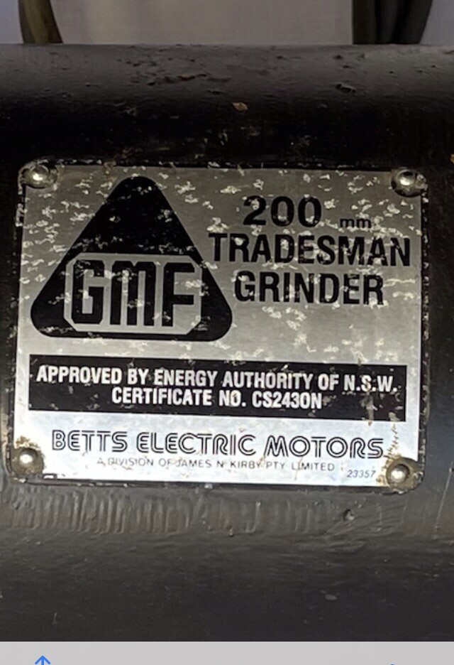 GMF Tradesman 200mm Grinder With Pedestal Stand (Betts Electric Motor