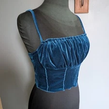 Blue Velvet Cropped Top