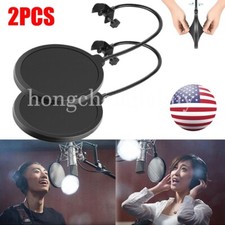 2pcs Microphone Pop Filter Swivel With Double Layer Sound Shield Guard Wind US