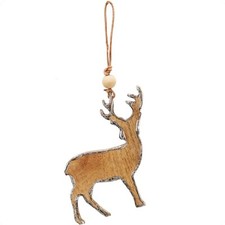 Woodland Deer Christmas Ornament Set, Lodge Cabin Decor - Set of 2