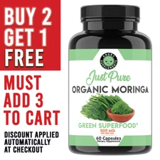 Angry Supplements Organic Moringa Natural Green Superfood 100% Pure Leaf Powder