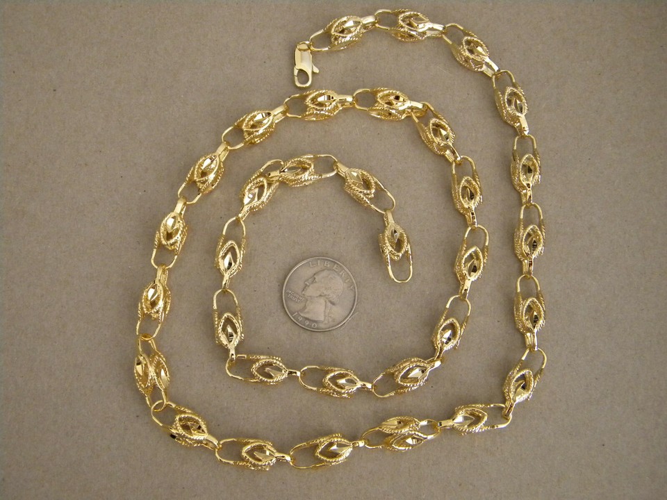 Men's Lady's Yellow Gold Plated Turkish Rope Chain 30in inch Long 9mm ...