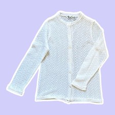 VTG  1970s  Kmart  White Lace Cardigan  Classic  Size M