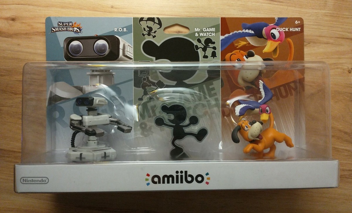 Amiibo Retro 3 Pack Gamestop Exclusive R.O.B Mr Game & Watch Duck