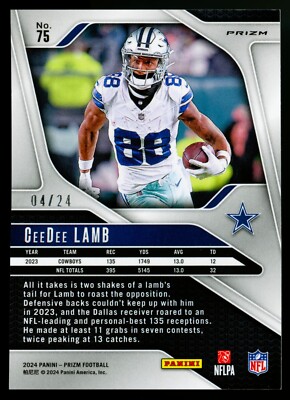 2024 Panini Prizm CeeDee Lamb 04/24 Gold Sparkle Prizm (CSR Exclusive  Packs) DAL
