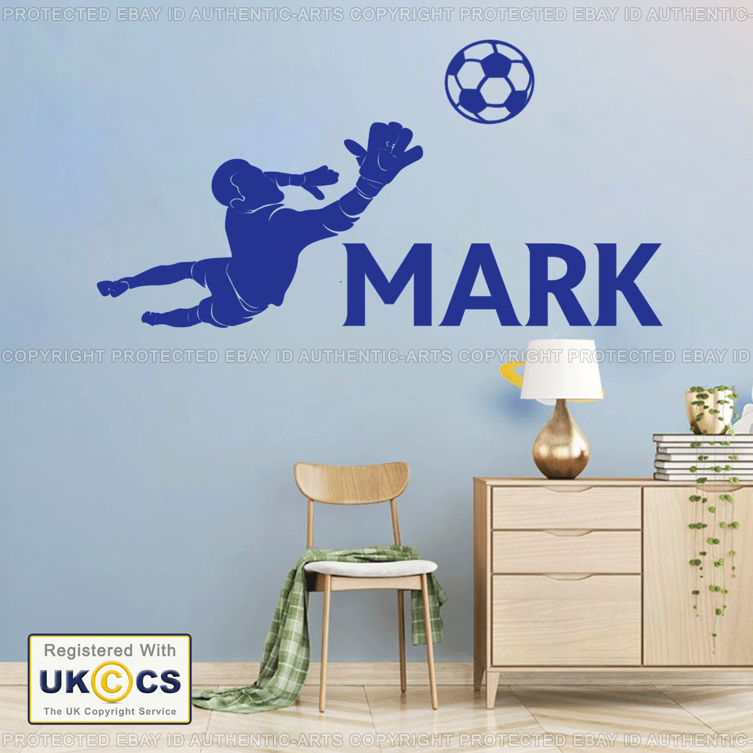 Football Wall Sticker Goal Keeper Personalised Name Bedroom Vinyl Art