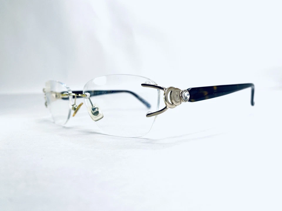 MarchOn Airlock 2 anteojos dorado sin montura ovalado templo tortuga AL830 56 17 135 Foto 2 de 4