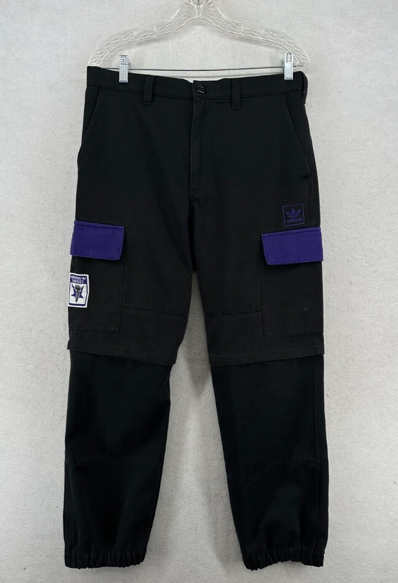 ADIDAS X HARDIES Pants Mens M Convertible Cargo Skateboarding Twill Black  Purple