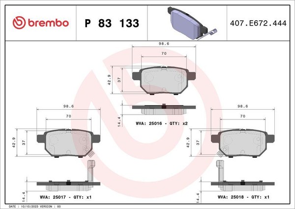 Brembo P 83 133 Bremsbelagsatz, Scheibenbremse FüR Aston Martin Lexus-image