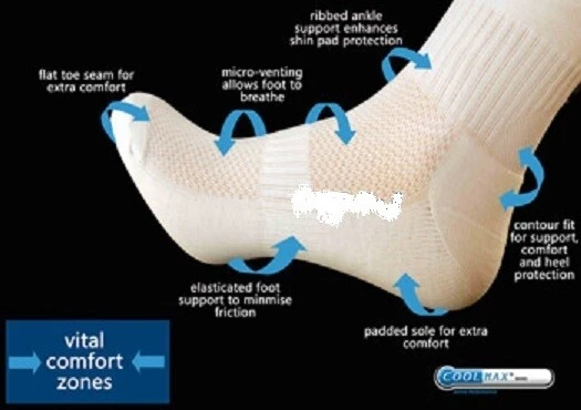 Coolmax Blanco Ciclismo Carretera MTB Gimnasio Calcetines al Tobillo UK3-6 Hecho en el Reino Unido Foto 2 de 4