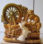 Vintage 1950’s McCoy Pottery Spinning Wheel Scotty Dog and Cat Planter