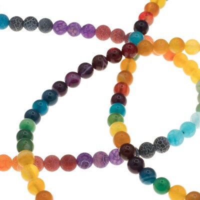 Regenbogen Kette mit Achat Edelstein Perlen matt glänzend Chakra Aura Kette