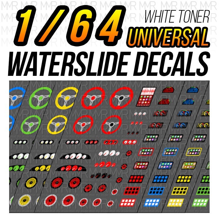 Decalcomanie Toner Bianco WT232 – Volanti Personalizzati – Per Hot Wheels 1:64 – 2 Pezzi