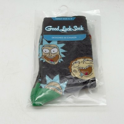 Rick and Morty Good Luck Sock Adult Size 5-9 New With Tags Crew Socks