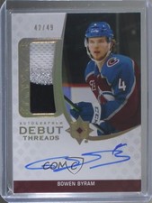 2020 Ultimate Collection Debut Threads 42/49 Bowen Byram #ADT-BB Patch Auto 0mz1