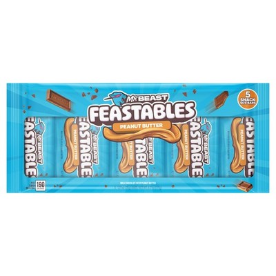 BestBy05/27 Feastables MrBeast Peanut Butter Milk Chocolate Bar 1.24oz 5 Count