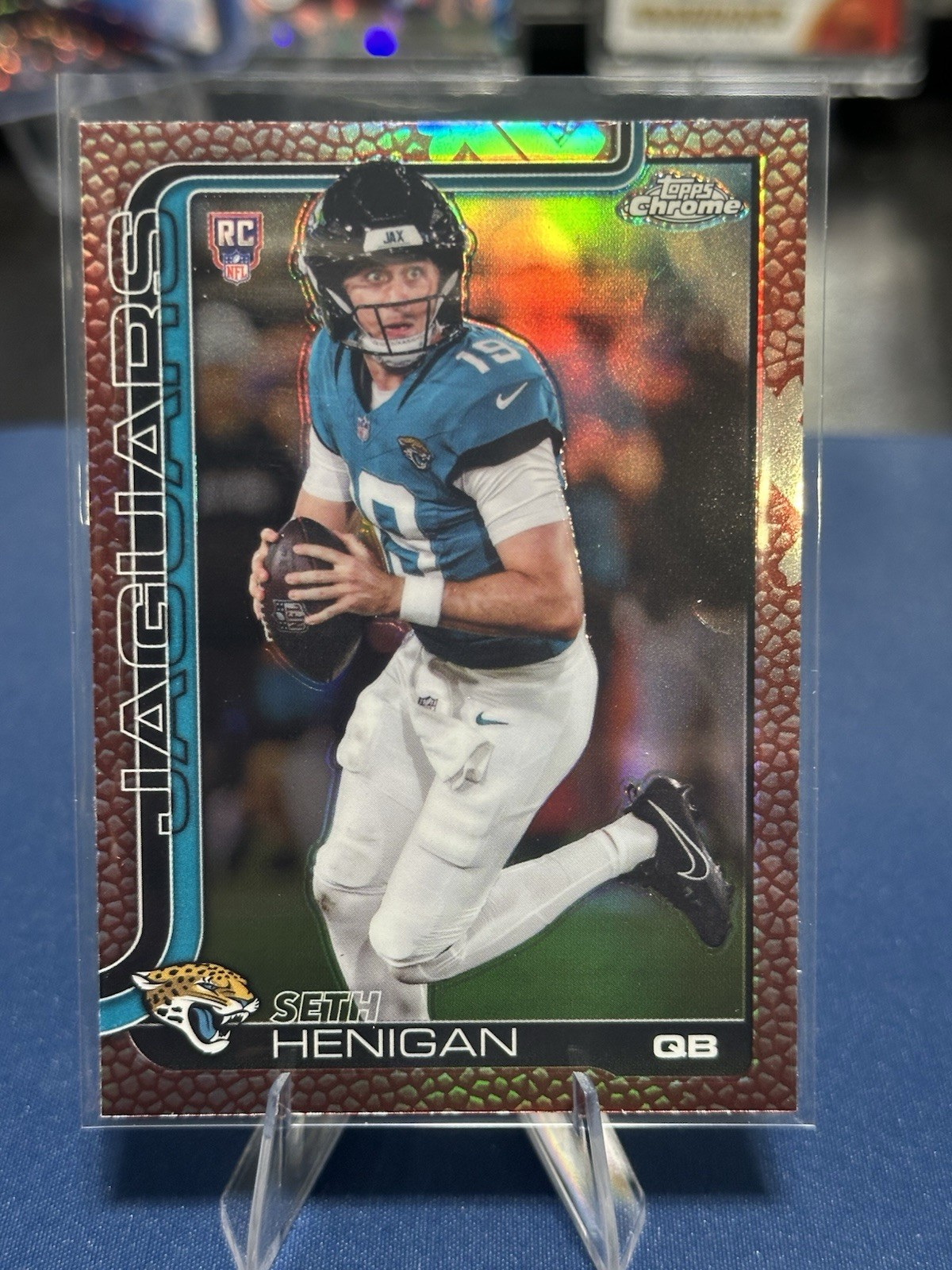 2025 Topps Chrome Football #399 Seth Henigan RC Football Leather Refractor