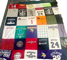 Couette fan de sport fait main 36 pièces patchwork t-shirts football basketball baseball