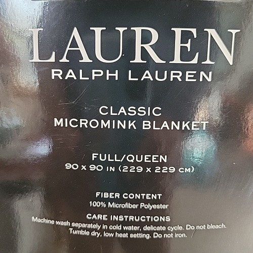 RALPH LAUREN Light GRAY MICROMINK Plush FLEECE Full/Queen Monogram BLANKET - Picture 2 of 2